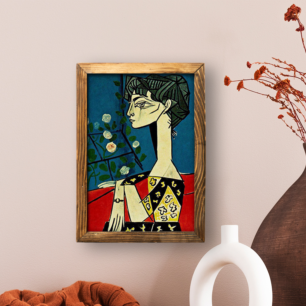 تابلو دکوراتیو چوبی ژاکلین با گل